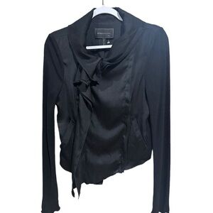 NWT BCBGMAXAZRIA Black Asymmetrical Jacket Large Zipper Wide Lapel Biker